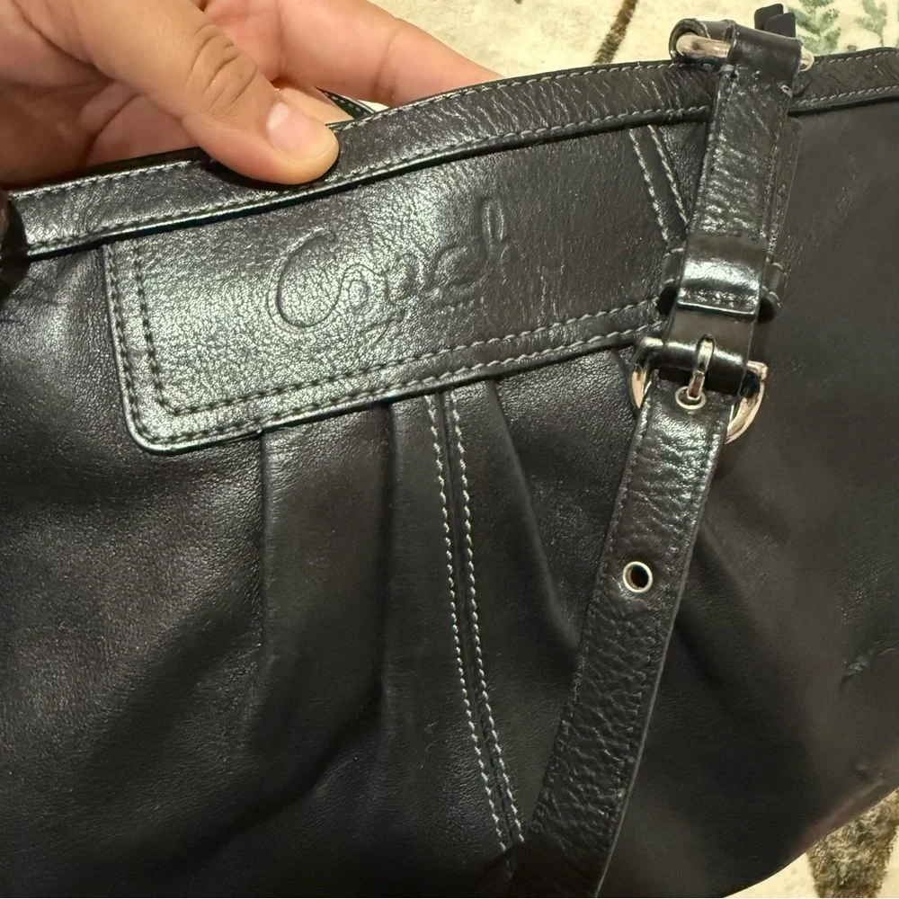 Coach east west tote shoulder Black Leather Handbag